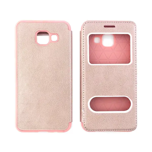 Nettech Samsung Galaxy A510 A5 2016 Uyumlu Pencereli Kapaklı Kılıf (Rose Gold) VR-1332