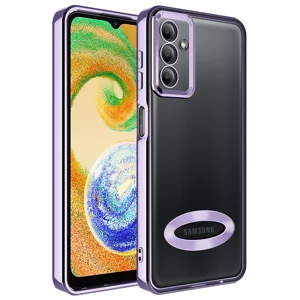 Galaxy A04S Kılıf Kamera Korumalı Logo Gösteren Zore Omega Kapak - Lila