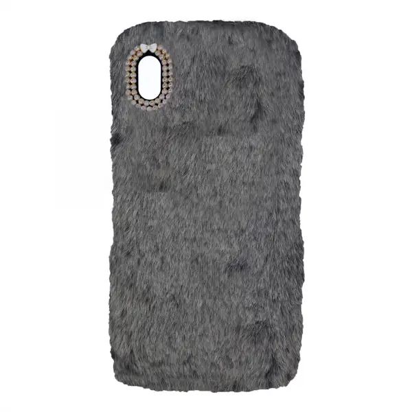 Nettech Apple iPhone XS Uyumlu Peluş Arka Koruma Kılıf (Gri) VR-12983