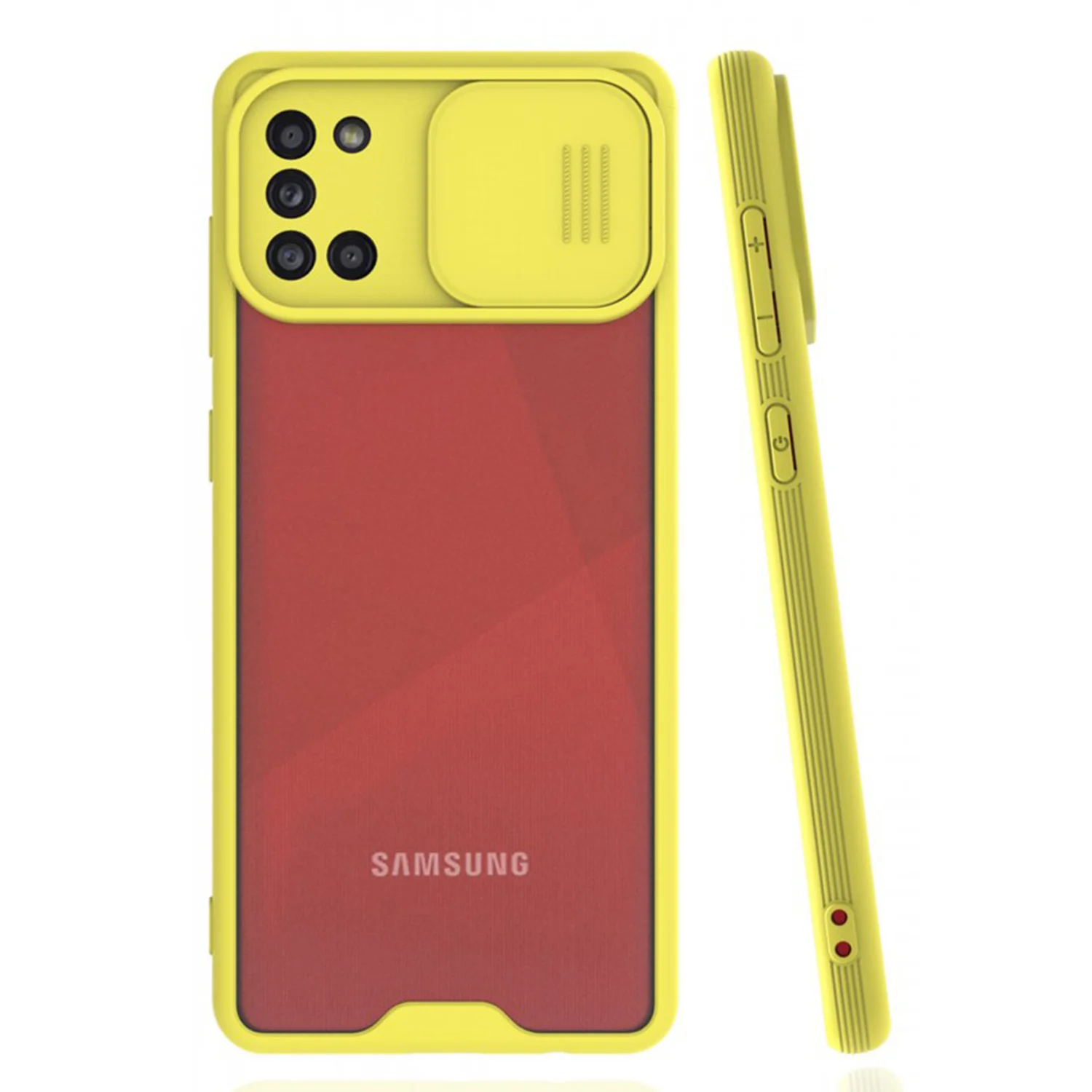 Nettech Samsung Galaxy A31 Uyumlu Platin Kamera Kızaklı Arka Koruma Kılıf (Sarı) NT-86675