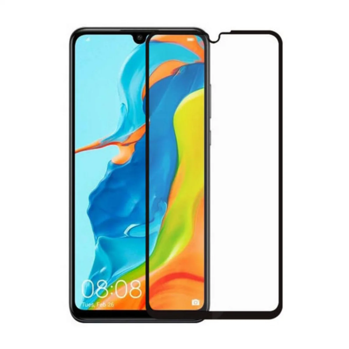 Nettech Huawei P30 Uyumlu 5D Glas Full Cam Koruyucu (Siyah) VR-14876