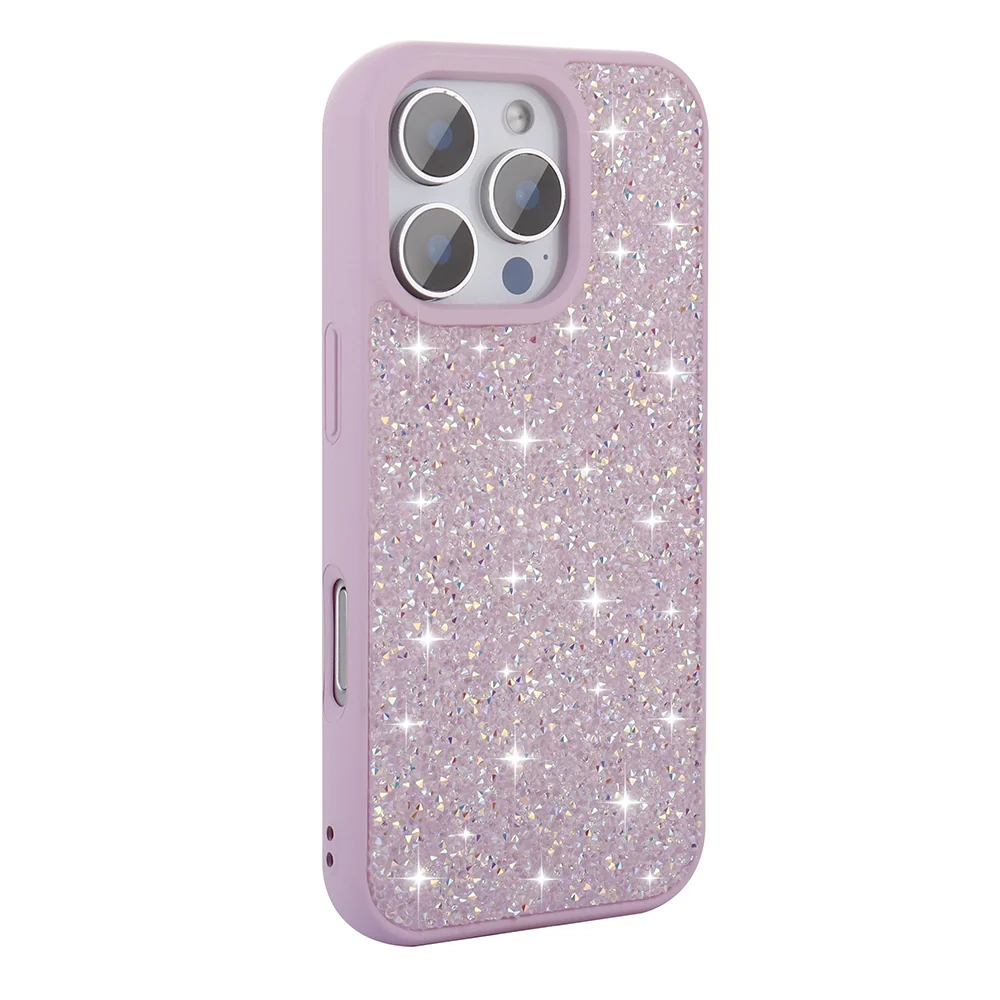 Apple iPhone 16 Pro Kılıf Parlak Taşlı Tasarım Zore Pırlanta Kapak - Lila