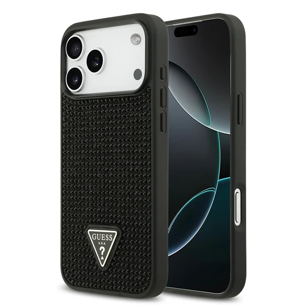 apple iphone 17 pro max taşlı logolu kılıf siyah - 2