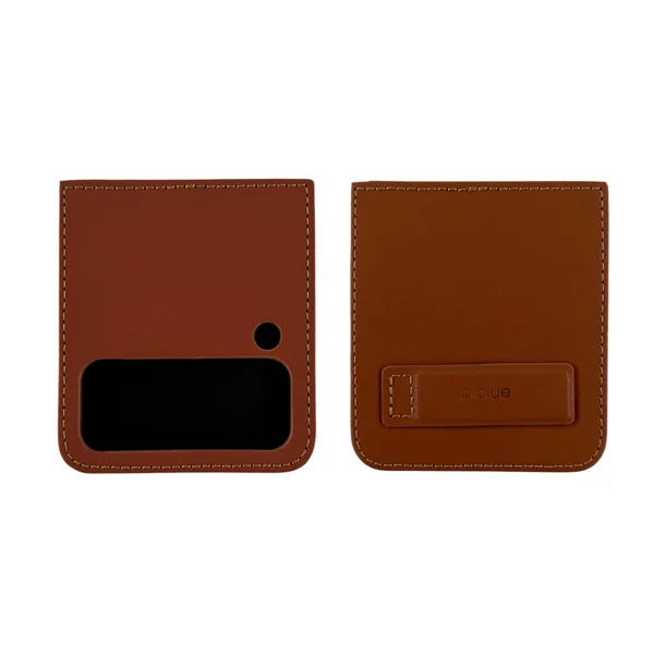 Nettech Samsung Galaxy Z Flip 4 Uyumlu Suni Deri Arka Koruma Kılıf (Kahverengi) NT-104166 - 3