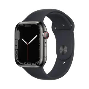 Apple Watch Series 7 - Paslanmaz Çelik - 45mm - Cellular - Gece yarısı