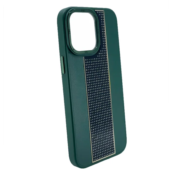 Nettech Apple iPhone 13 Pro Max Uyumlu Taşlı Deri Seri Arka Koruma Kılıf (Yeşil) NT-101477 - 2