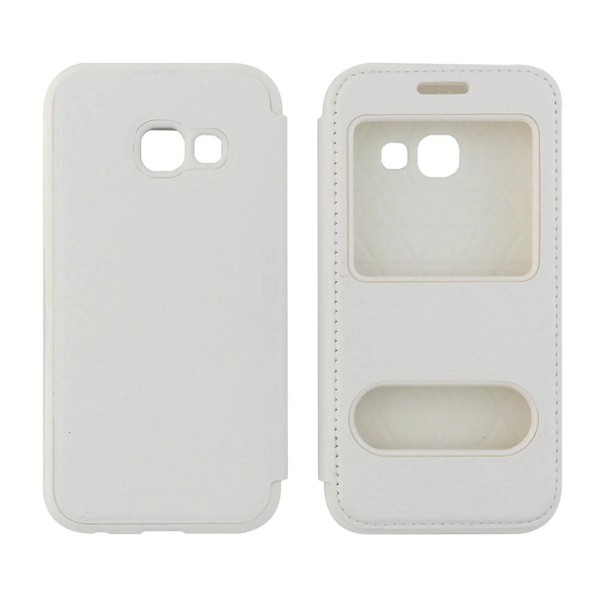 Nettech Samsung Galaxy A520 A5 2017 Uyumlu Pencereli Kapaklı Kılıf (Beyaz) VR-1826