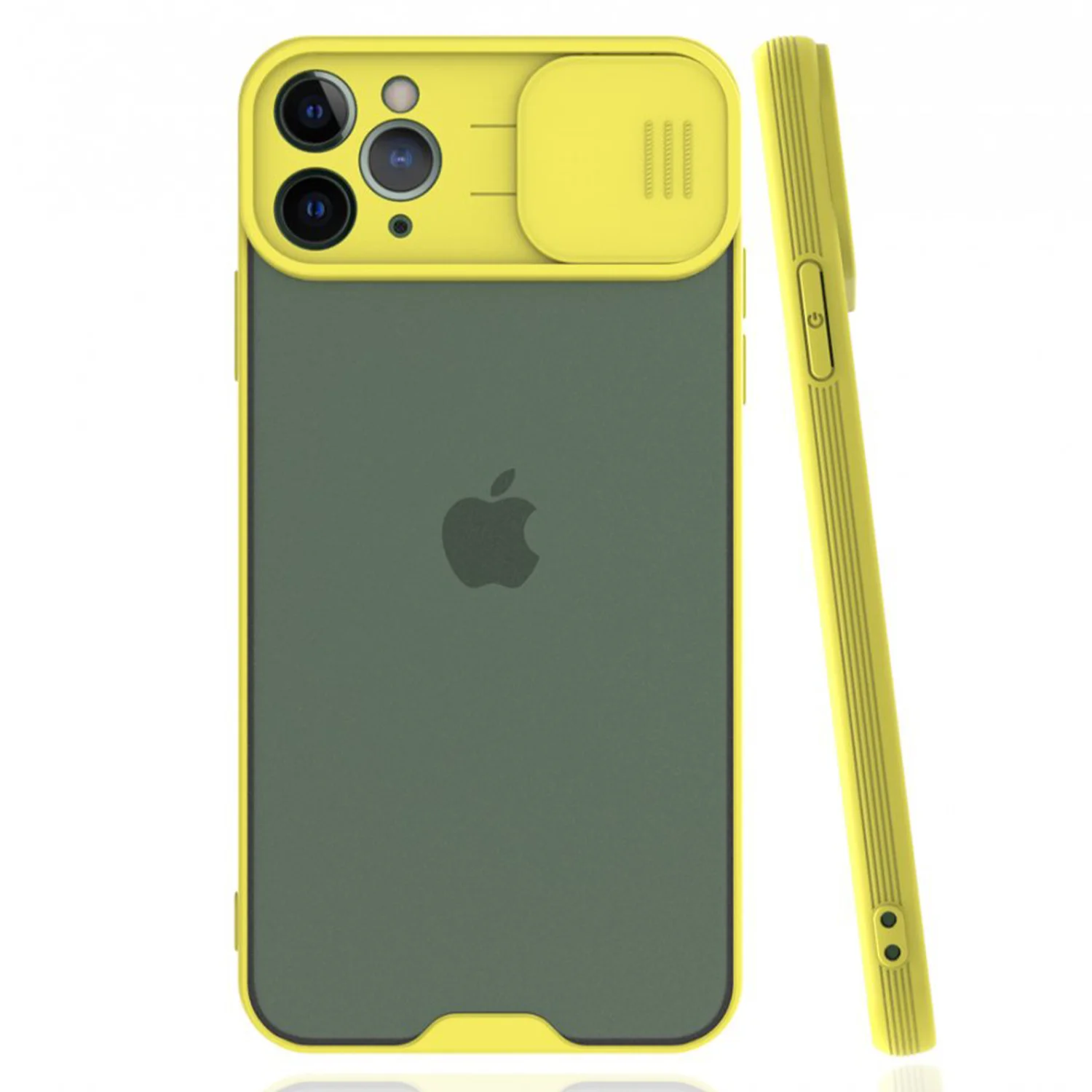 Nettech Apple iPhone 11 Pro Max Uyumlu Platin Kamera Kızaklı Arka Koruma Kılıf (Sarı) NT-84739