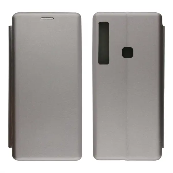 Nettech Samsung Galaxy A9 2018 Uyumlu Lüx Seri Kapaklı Kılıf (Gri) VR-18216