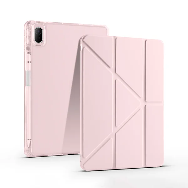 Huawei Matepad SE 11 Kılıf Zore Tri Folding Kalem Bölmeli Standlı Kılıf - Rose Gold - 1