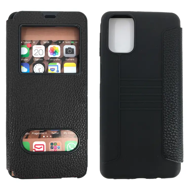 Nettech Oppo Reno 4 Uyumlu Pencereli Kapaklı Kılıf (Siyah) NT-89276