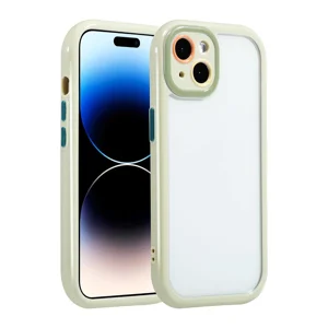 Apple iPhone 14 Kılıf Kamera Korumalı Renkli Kenar ve Çerçeve Tasarımlı Zore Vitamin Kapak - Yeşil