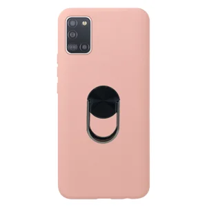 Nettech Samsung Galaxy A31 Uyumlu Leather Ring Nano Arka Koruma Kılıf (Pembe) NT-83082