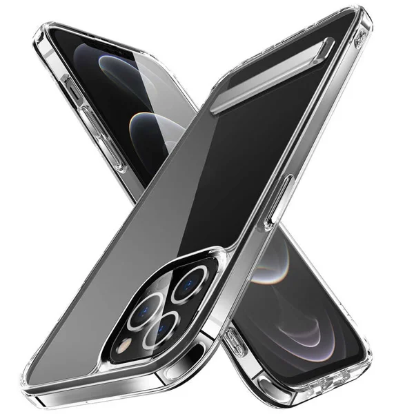 Apple iPhone 12 Pro Max Kılıf Standlı Şeffaf Silikon Zore L-Stand Kapak - Renksiz - 1
