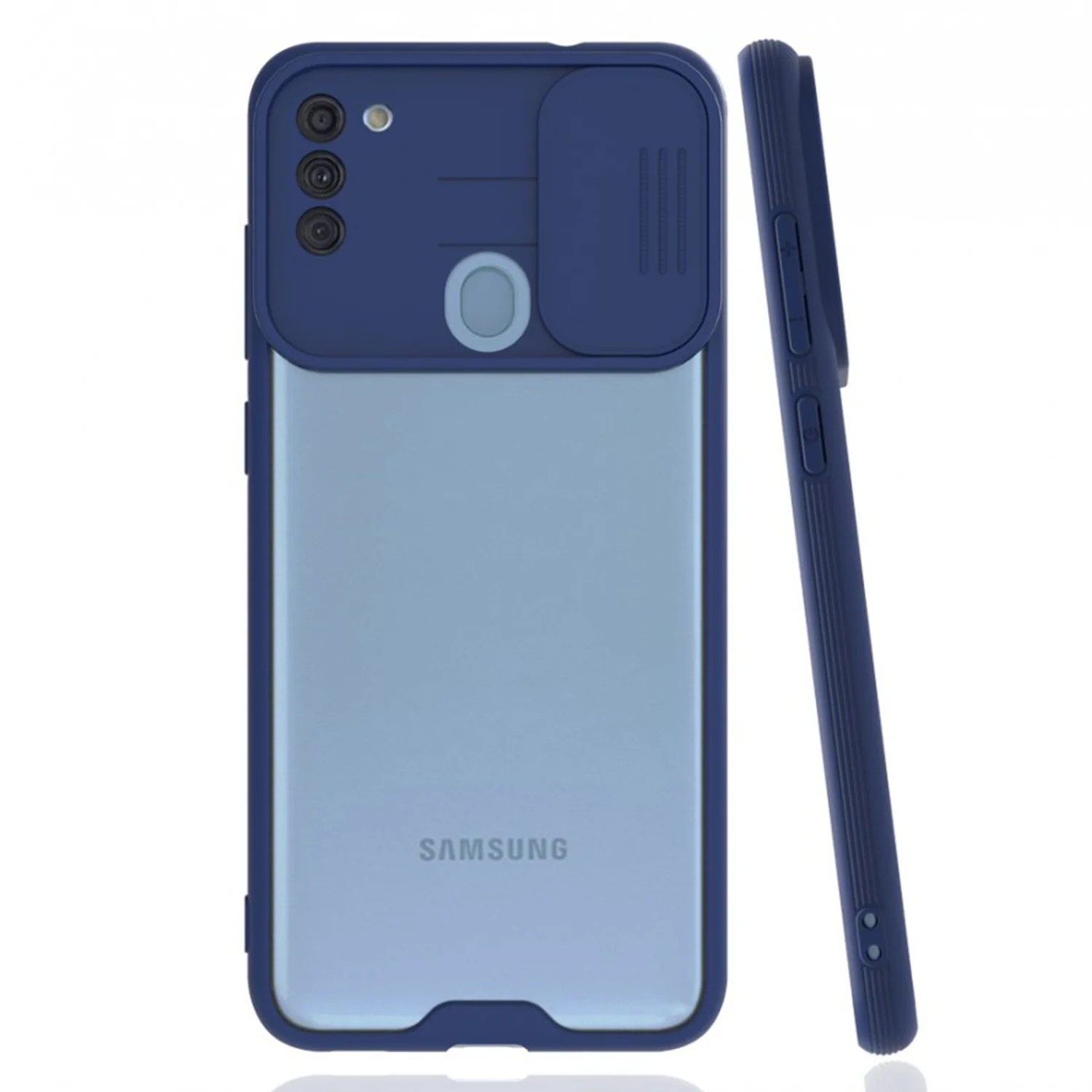 Nettech Samsung Galaxy A11 Uyumlu Platin Kamera Kızaklı Arka Koruma Kılıf (Lacivert) NT-86662