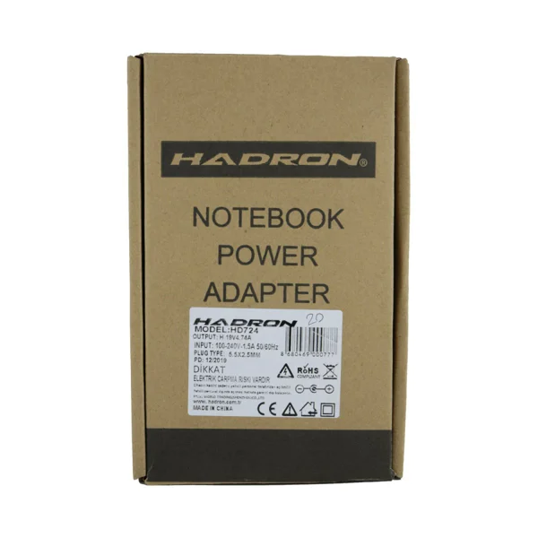 Hadron HD724 19V Plastik Toshiba 5.5 inc Şarj Adaptör (Siyah) VR-20482 - 2
