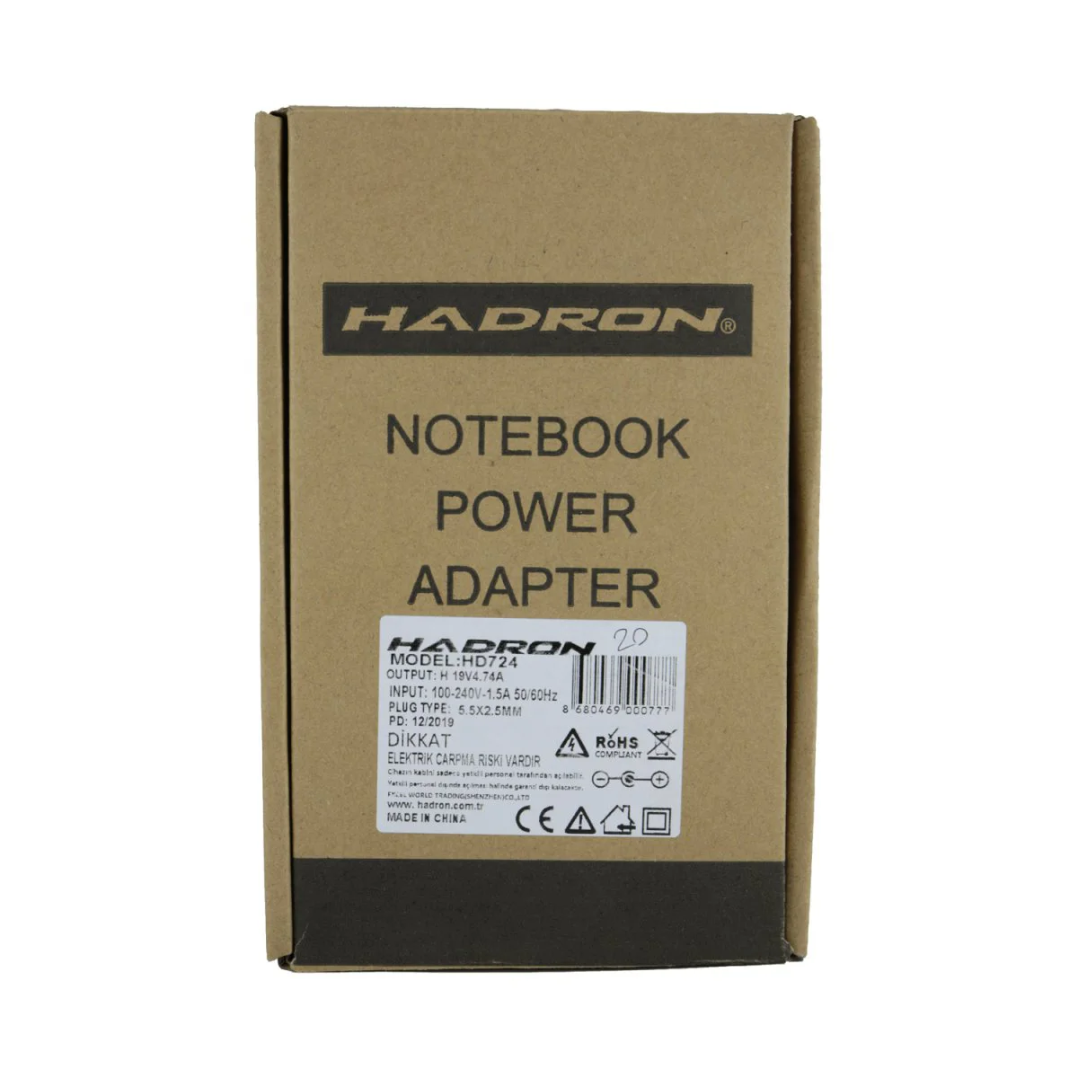 Hadron HD724 19V Plastik Toshiba 5.5 inc Şarj Adaptör (Siyah) VR-20482