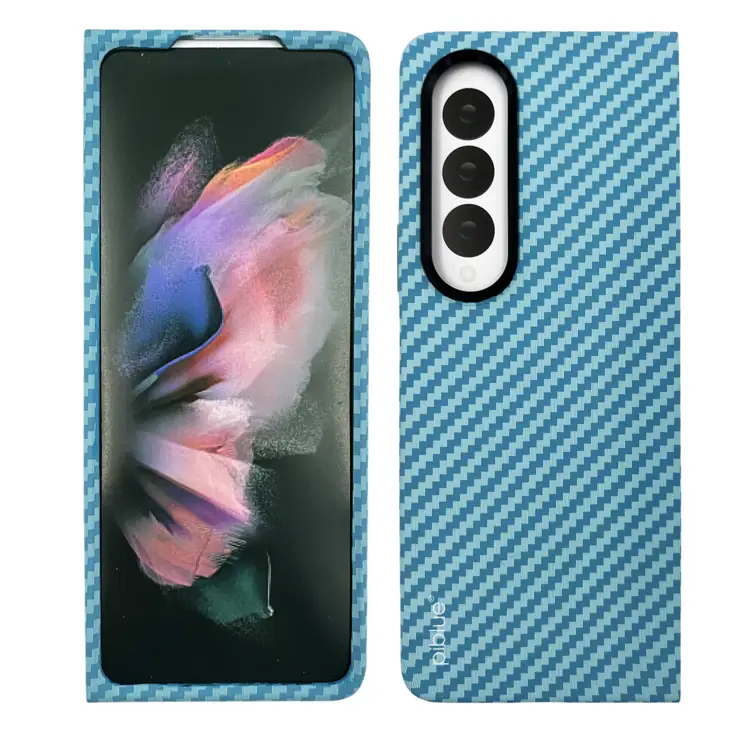 Nettech Samsung Galaxy Z Fold 4 Uyumlu Karbon Seri Arka Koruma Kılıf (Mavi) NT-111524