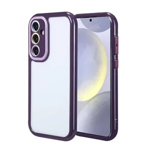 Galaxy S24 Kılıf Kamera Korumalı Renkli Kenar ve Çerçeve Tasarımlı Zore Vitamin Kapak - Derin Mor