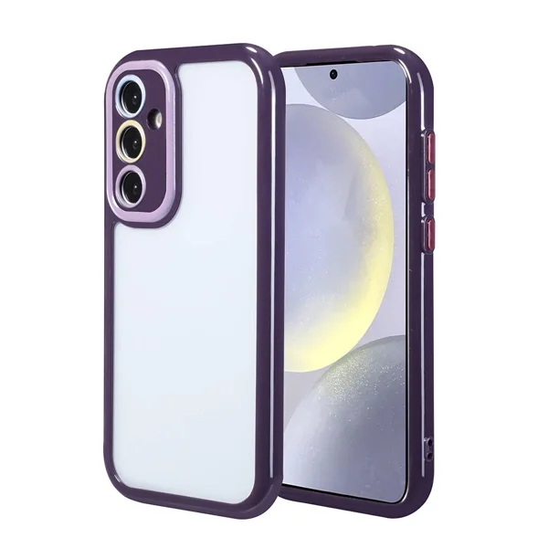 Galaxy S24 Kılıf Kamera Korumalı Renkli Kenar ve Çerçeve Tasarımlı Zore Vitamin Kapak - Derin Mor - 1