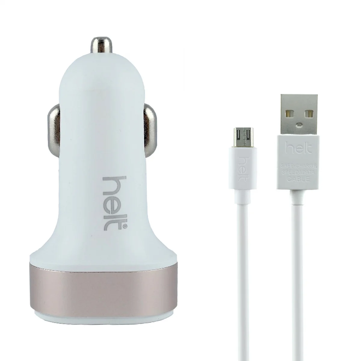 Helt HT-16 5W 2 Çıkışlı Micro Kablo + Araç Şarj Aleti (Beyaz) NT-14573