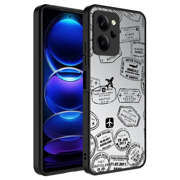 Xiaomi Poco X5 Pro Kılıf Aynalı Desenli Kamera Korumalı Parlak Zore Mirror Kapak - Seyahat - 1