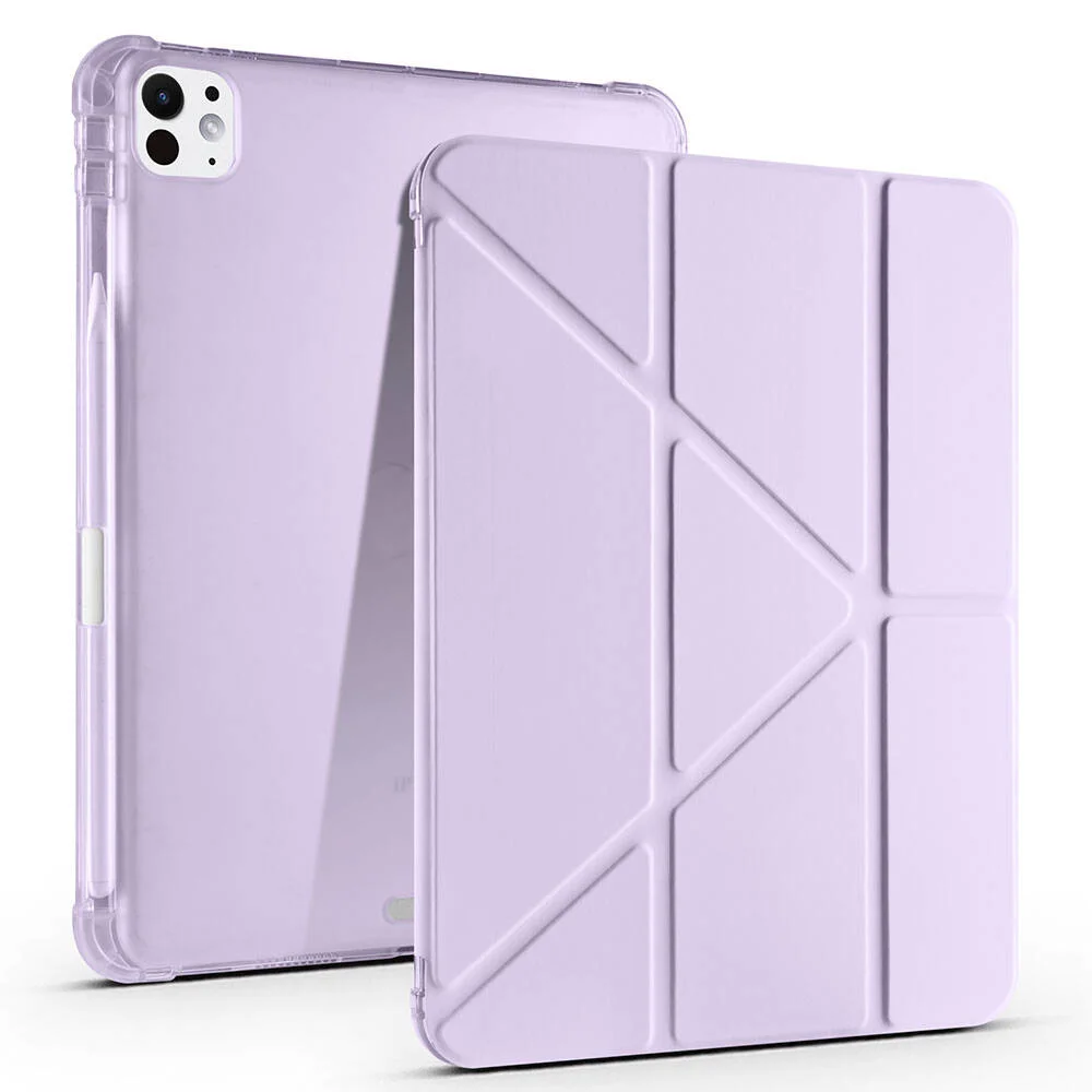 Apple iPad Pro 11 2024 Kılıf Zore Tri Folding Kalem Bölmeli Standlı Kılıf - Lila