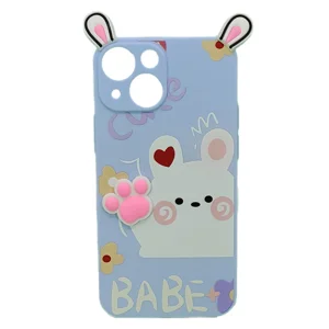 Nettech Apple iPhone 13 Mini Uyumlu Sevimli Ayı Seri Arka Koruma Kılıf (Çeşitli Renk) NT-95157