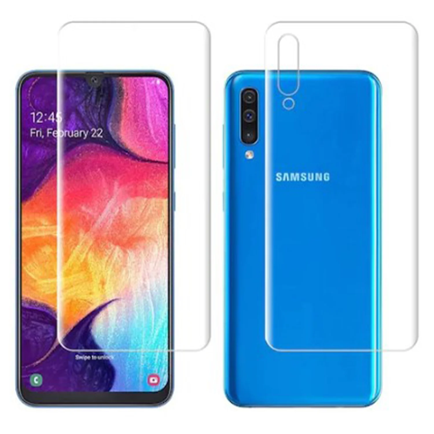 Exquıs Samsung Galaxy A70 Uyumlu Ön ve Arka Koruma 360 Full Kaplama (Şeffaf) VR-18424