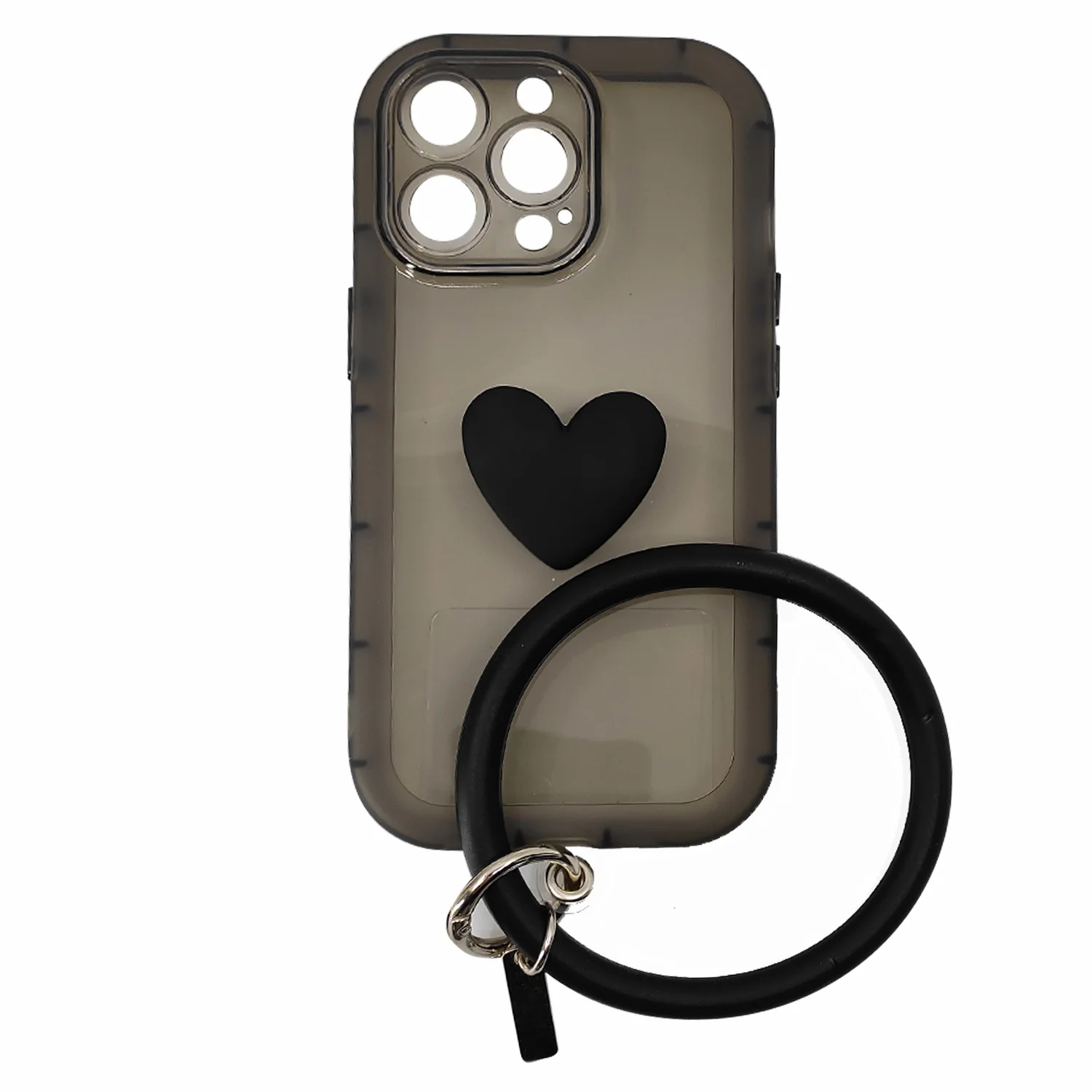 Nettech Apple iPhone 13 Pro Uyumlu Halka Bilekli Şeffaf Seri Arka Koruma Kılıf (Siyah) NT-97230