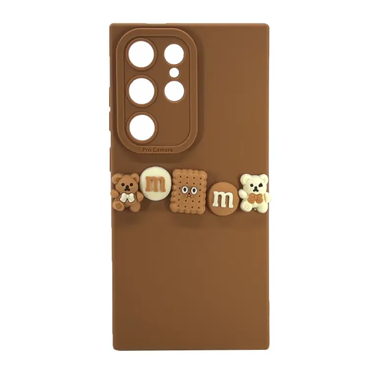 Nettech Samsung Galaxy S24 Ultra Uyumlu Lüx Bear Arka Koruma Kılıf (Kahverengi) NT-105134