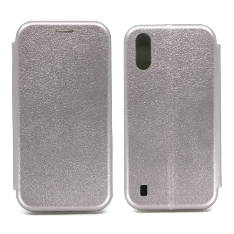 Nettech Samsung Galaxy A01 Uyumlu Lüx Seri Kapaklı Kılıf (Gri) NT-79547