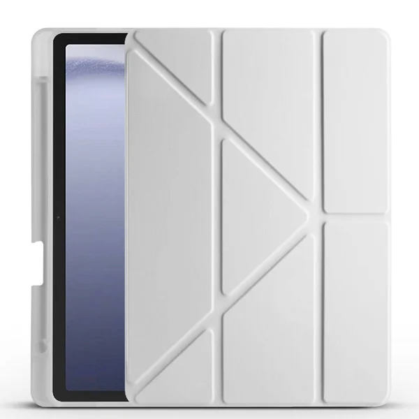 Galaxy Tab A9 Kılıf Zore Tri Folding Kalem Bölmeli Standlı Kılıf - Gri - 1