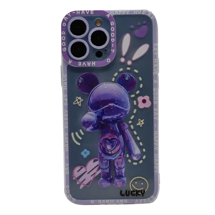 Nettech Apple iPhone 13 Pro Max Uyumlu Kristal Carachter Seri Arka Koruma Kılıf (Mor) NT-94960
