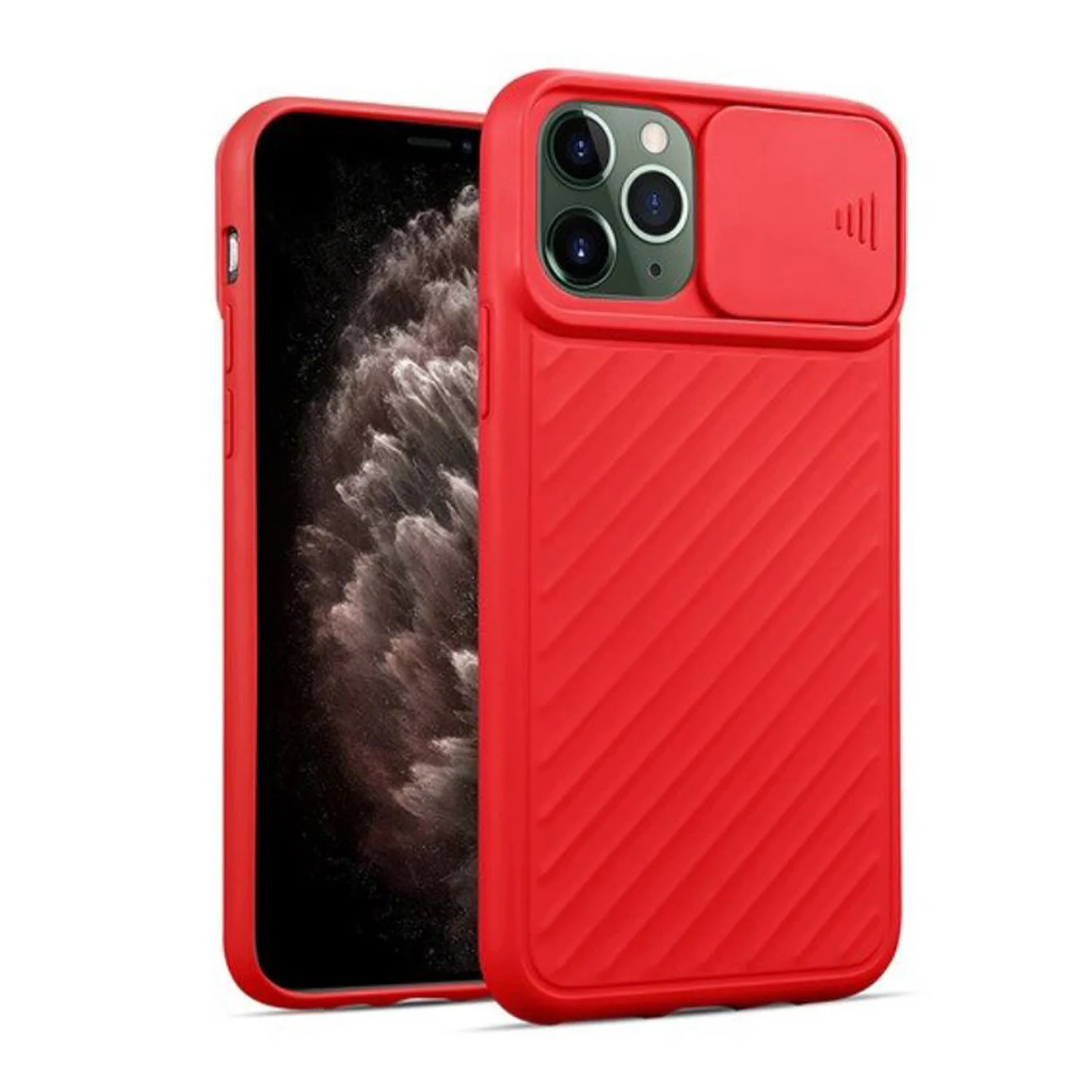 Nettech Apple iPhone 11 Pro Uyumlu Kızaklı Kamera Korumalı Arka Koruma Kılıf (Kırmızı) NT-82148