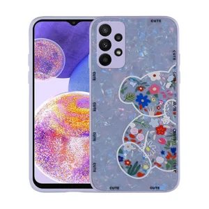 Galaxy A23 Kılıf Desenli Sert Silikon Zore Mumila Kapak - Lilac Bear