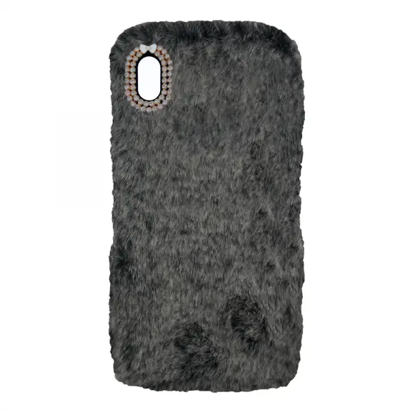 Nettech Apple iPhone XS Uyumlu Peluş Arka Koruma Kılıf (Siyah) VR-12981