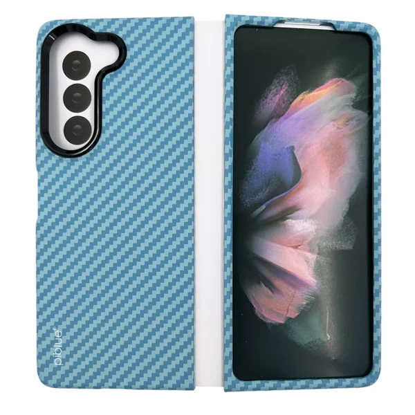 Nettech Samsung Galaxy Z Fold 5 Uyumlu Karbon Seri Arka Koruma Kılıf (Mavi) NT-111516 - 2