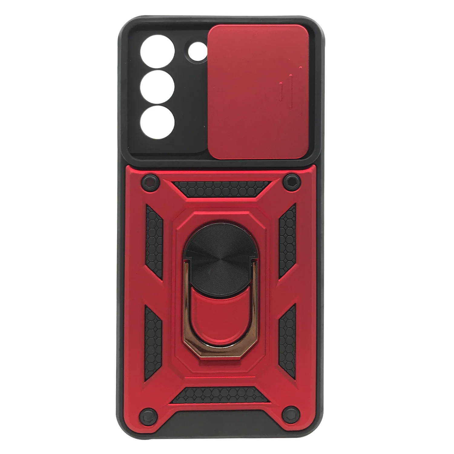 Nettech Samsung Galaxy S21 Uyumlu Kızaklı Panzer Seri Arka Koruma Kılıf (Kırmızı) NT-86212