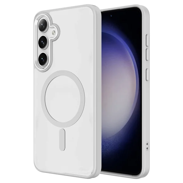 Galaxy S25 Kılıf Magsafe Şarj Özellikli Zore Krom Magsafe Silikon Kapak - Gri - 1