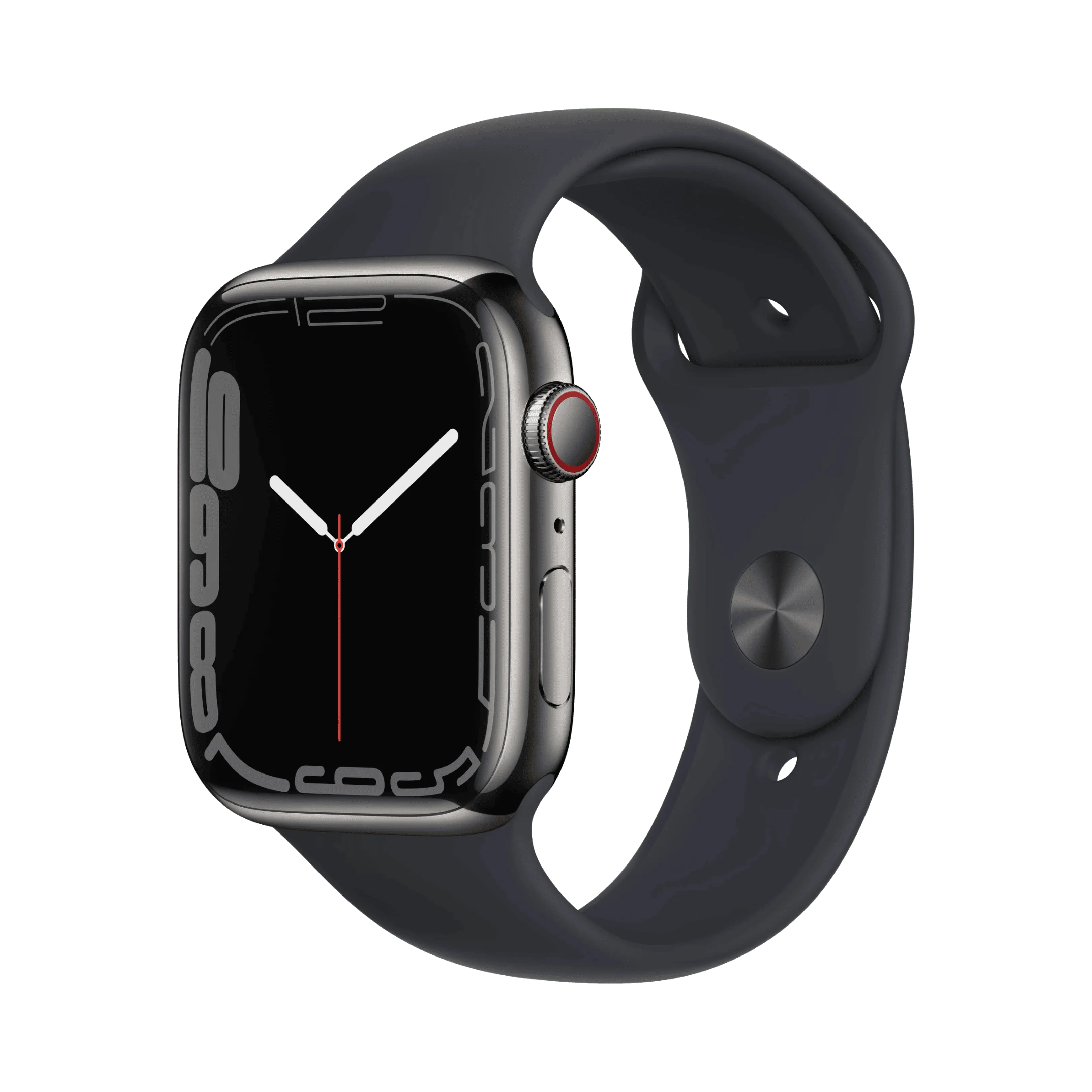 Apple Watch Series 7 - Paslanmaz Çelik - 45mm - Cellular - Gece yarısı