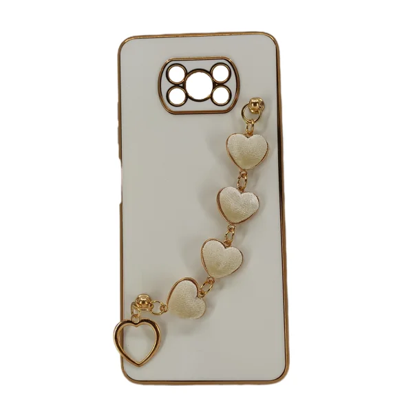 Nettech Xiaomi Poco X3 NFC Uyumlu Lüx Kalp Zincir Arka Koruma Kılıf (Beyaz) NT-94832 - 1