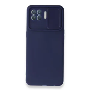 Nettech Oppo Reno 4 Lite Uyumlu Kızaklı Kamera Korumalı Arka Koruma Kılıf (Lacivert) NT-87166