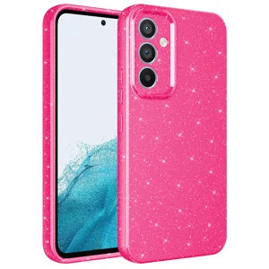 Galaxy A34 Kılıf Kamera Korumalı Simli Lüks Zore Koton Kapak - Pembe Koyu