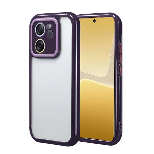 Xiaomi Mi 13T Kılıf Kamera Korumalı Renkli Kenar ve Çerçeve Tasarımlı Zore Vitamin Kapak - Derin Mor - 1