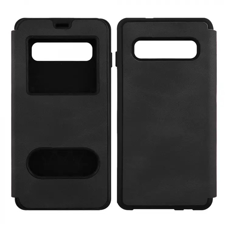 Nettech Samsung Galaxy S10 Uyumlu Pencereli Kapaklı Kılıf (Siyah) VR-14123