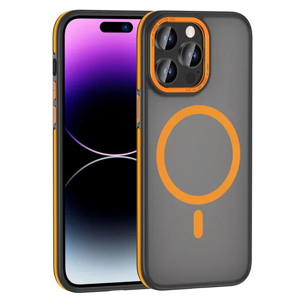 Apple iPhone 14 Pro Max Kılıf Magsafe Şarj Özellikli Mat Görünümlü Zore Ant Kapak - Turuncu - 1