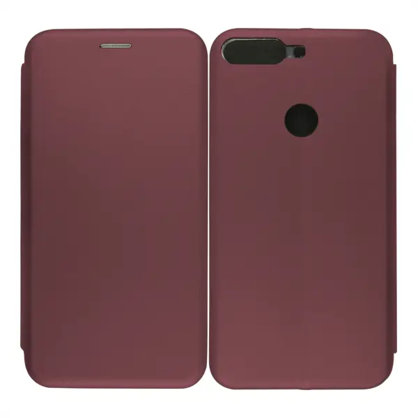 Nettech Huawei Y7 2018 Uyumlu Lüx Seri Kapaklı Kılıf (Mürdüm) VR-18152