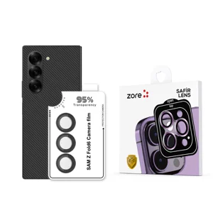 Galaxy Z Fold 6 Zore CL-11 Safir Parmak İzi Bırakmayan Anti-Reflective Kamera Lens Koruyucu - Siyah