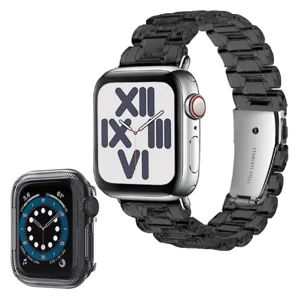 Nettech Apple Watch Seri 44/42 mm Uyumlu Kasa Korumalı Kordon (Siyah) NT-103000